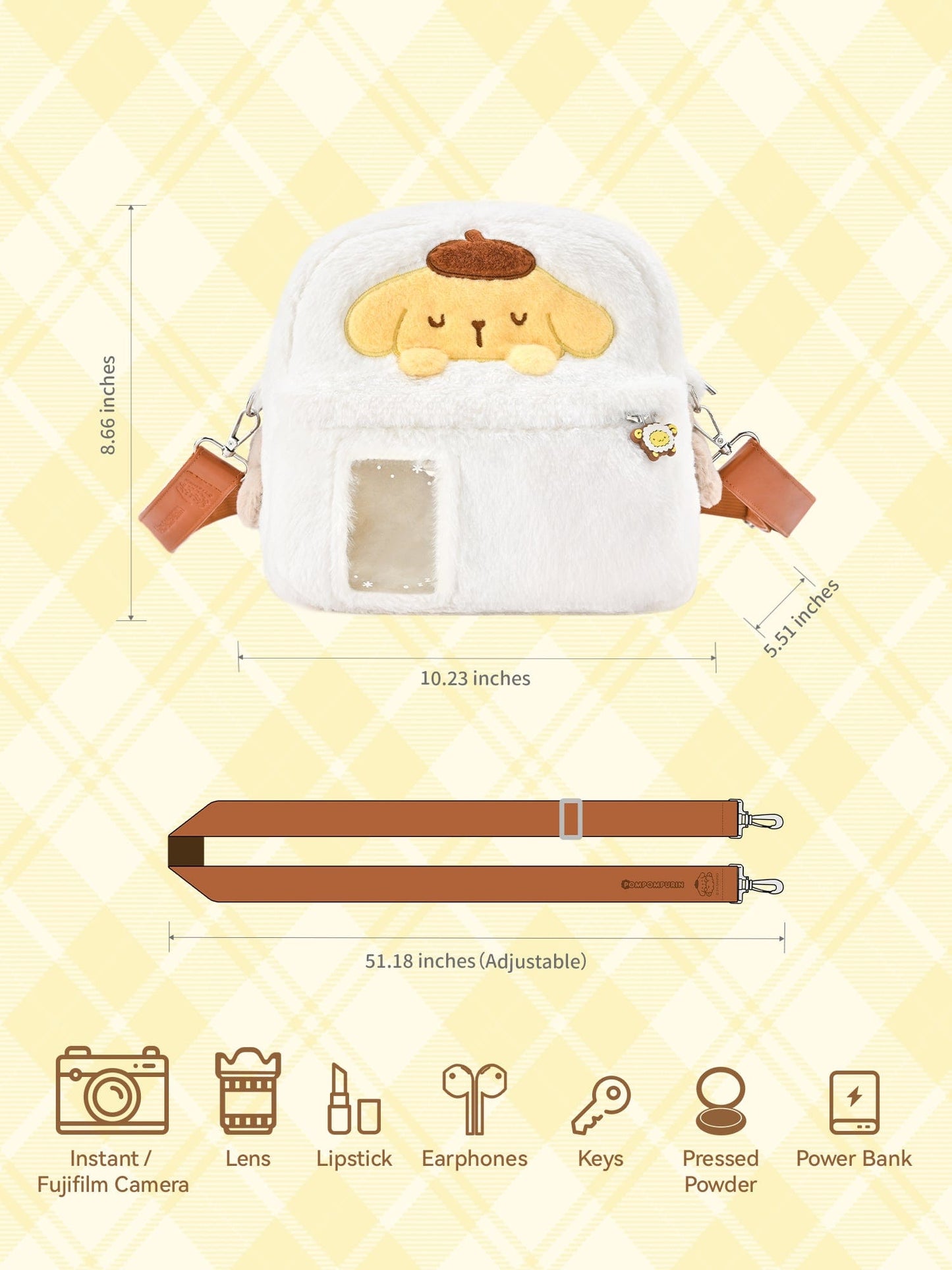 Pompompurin Plush Camera Carrying Bag Pompompurin Plush Camera Carrying Bag
