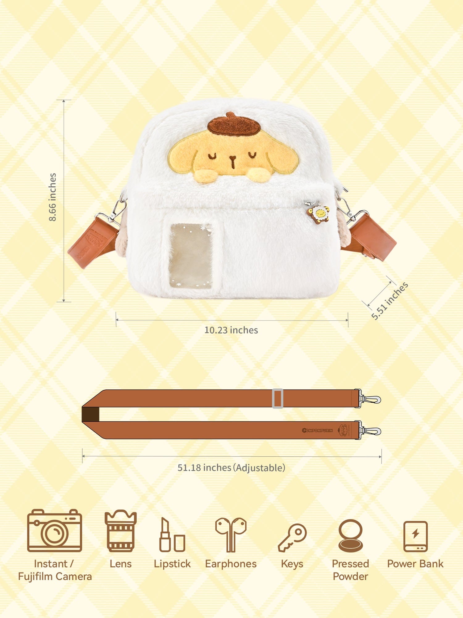 Pompompurin Plush Camera Carrying Bag Pompompurin Plush Camera Carrying Bag