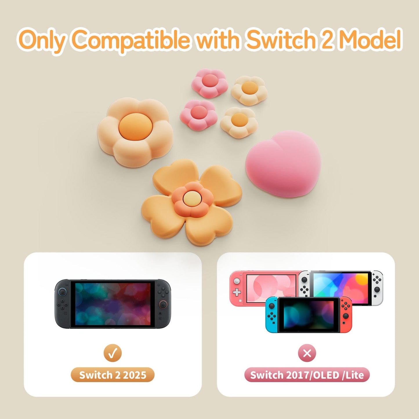 GeekShare Heart Flower Button Caps for Switch 2 GeekShare Heart Flower Button Caps for Switch 2