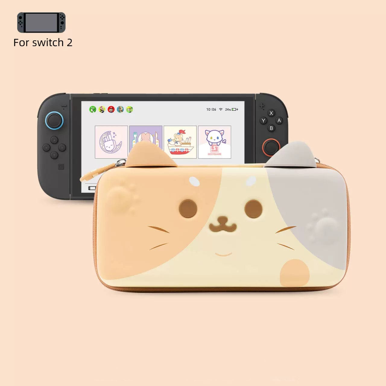 GeekShare Calico Cat Carrying Case for Switch 2&Switch&OLED GeekShare Calico Cat Carrying Case for Switch 2&Switch&OLED