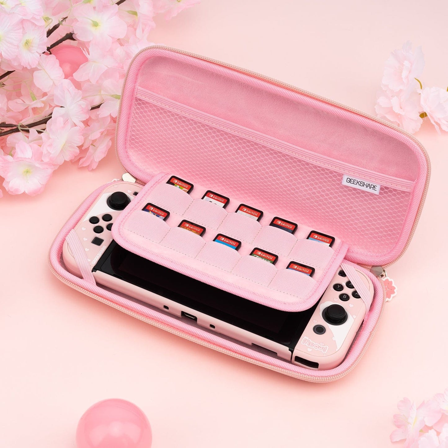 GeekShare Sakura Carrying Case for Switch&OLED Sakura Carry Case for Nintendo Switch