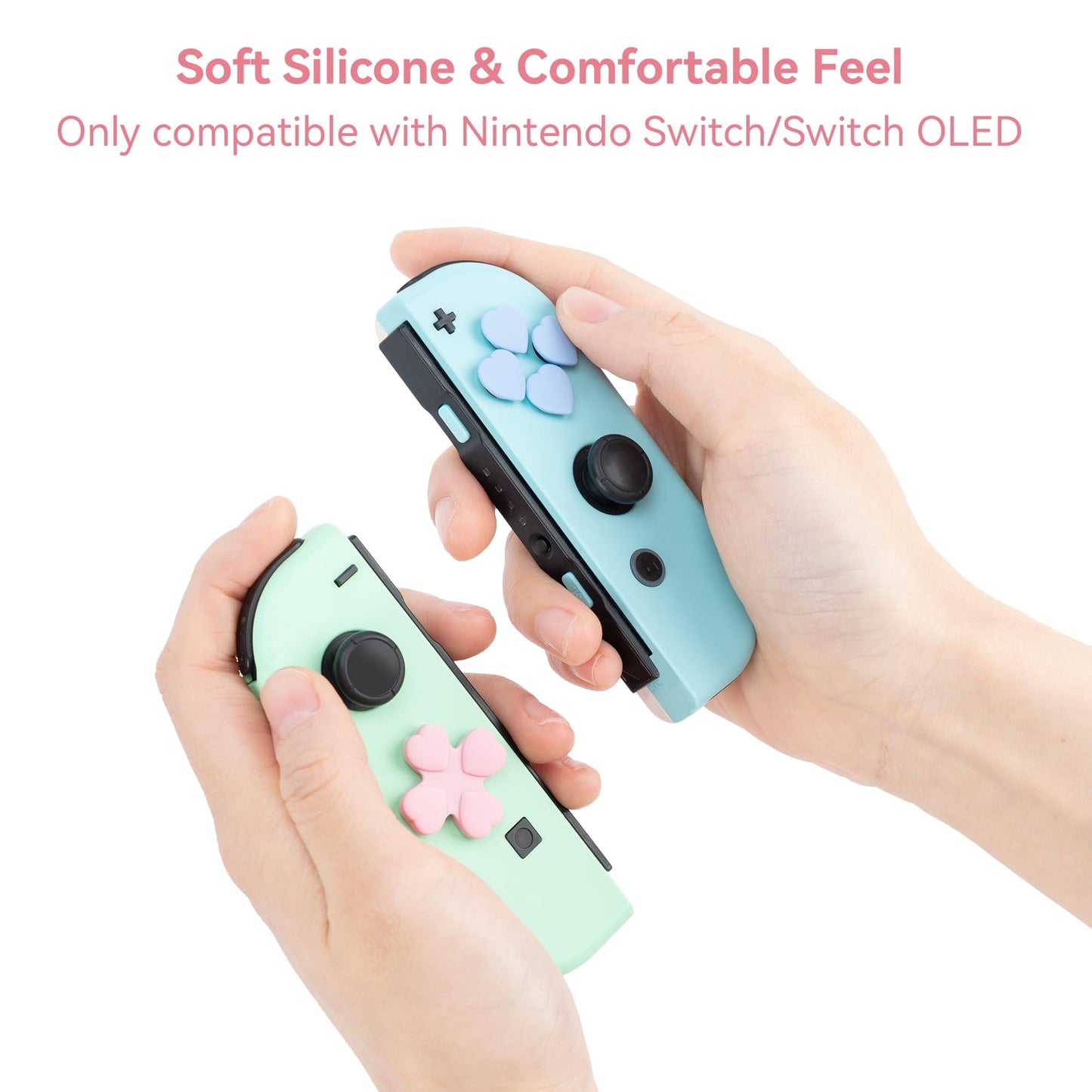 GeekShare Heart Button Caps for Nintendo Switch GeekShare Heart Button Caps Compatible with Nintendo Switch Only,PC Joystick Cover,4PCS - Pink & Blue