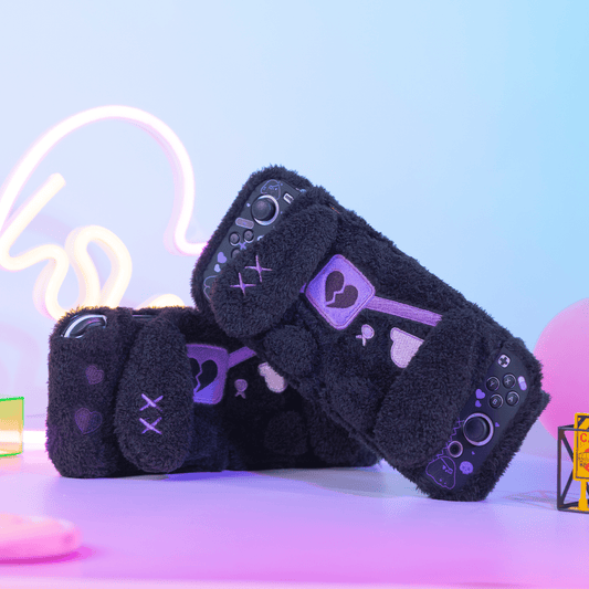 GeekShare Plush Dark Black Bunny Protective Case for Switch OLED