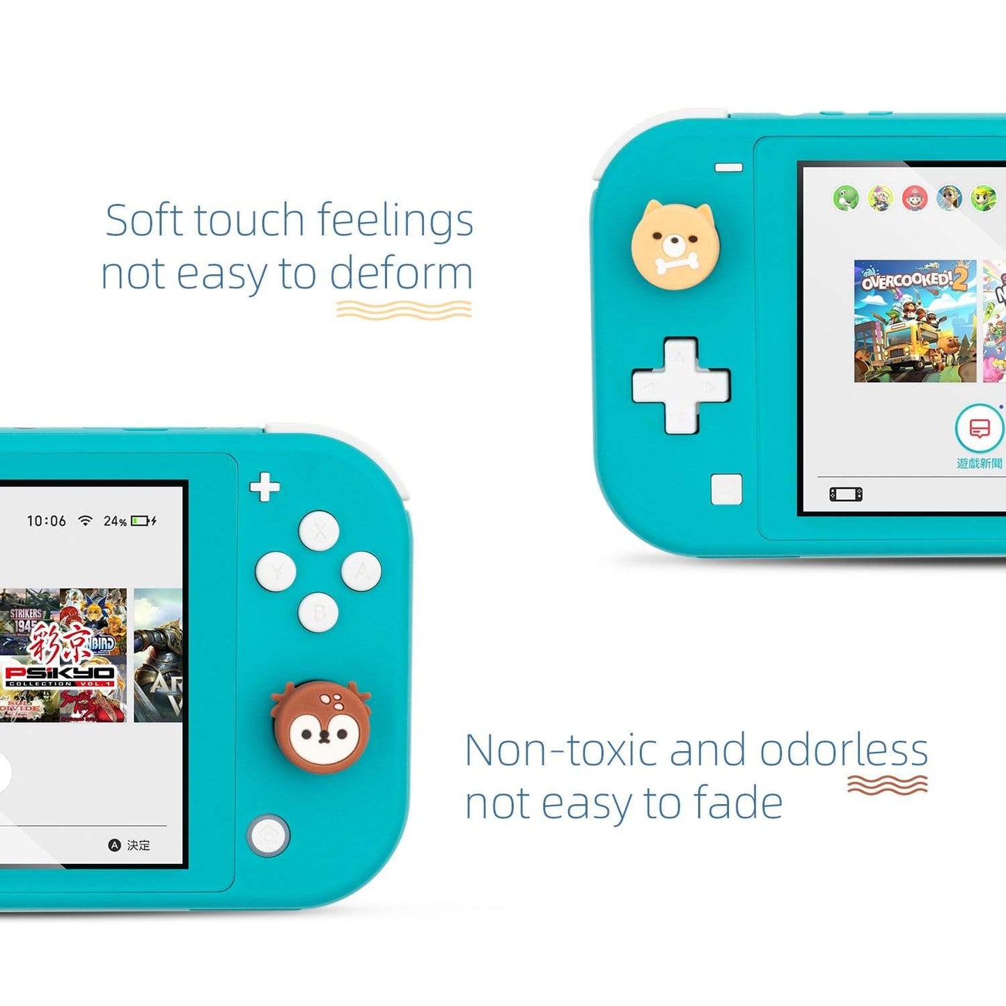 GeekShare Animal Theme Thumb Grip Caps-Deer&Dog GeekShare Cute Animal Theme Thumb Grip Caps for Switch and Switch Lite - 4 PICS, Deer and Dog