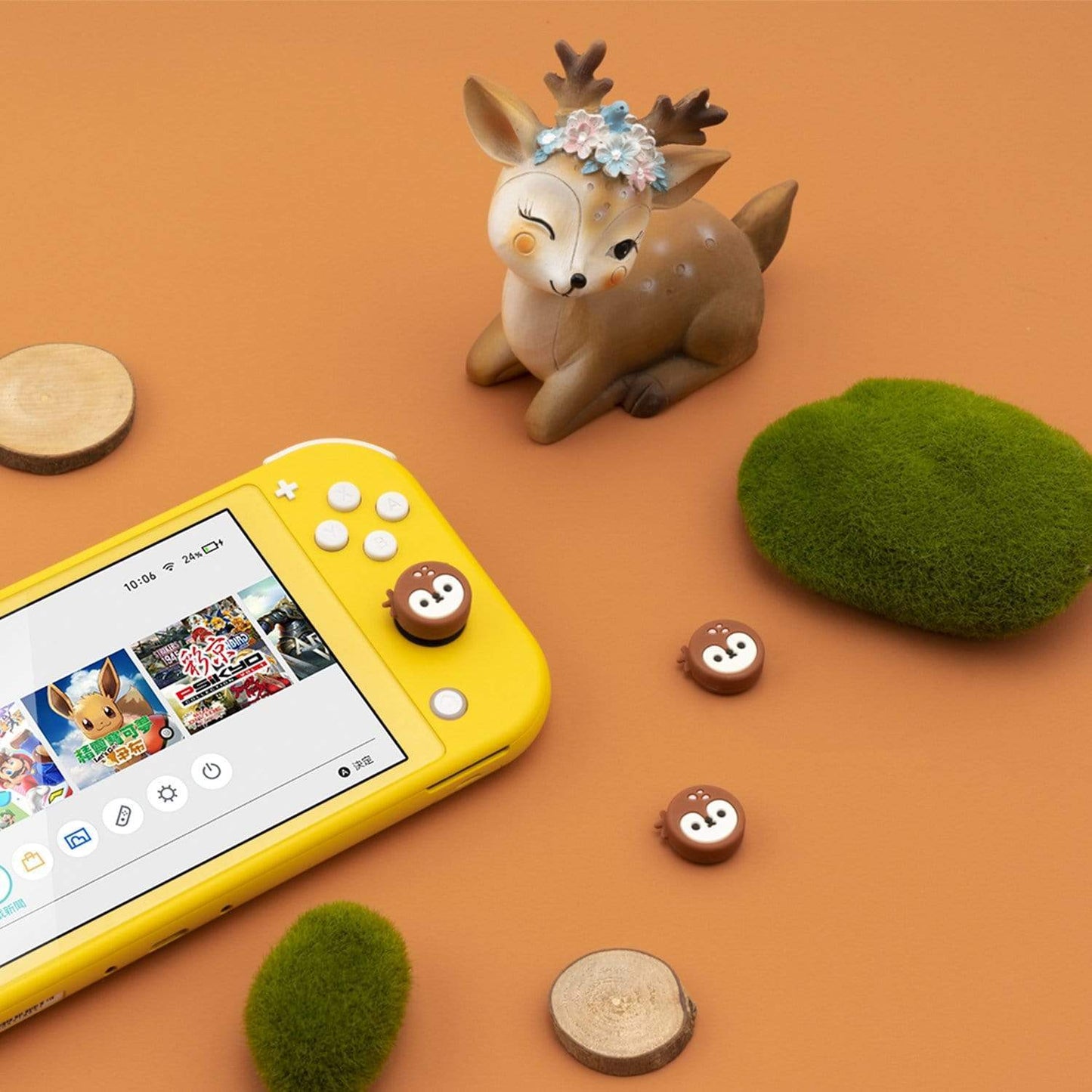GeekShare Animal Theme Thumb Grip Caps-Deer&Dog GeekShare Cute Animal Theme Thumb Grip Caps for Switch and Switch Lite - 4 PICS, Deer and Dog