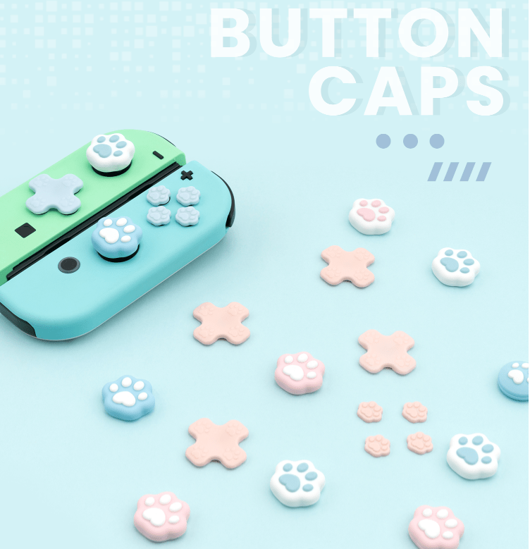 GeekShare Heart Button Caps Compatible with Nintendo Switch Only,PC Joystick  Cover,4PCS - Pink & Blue