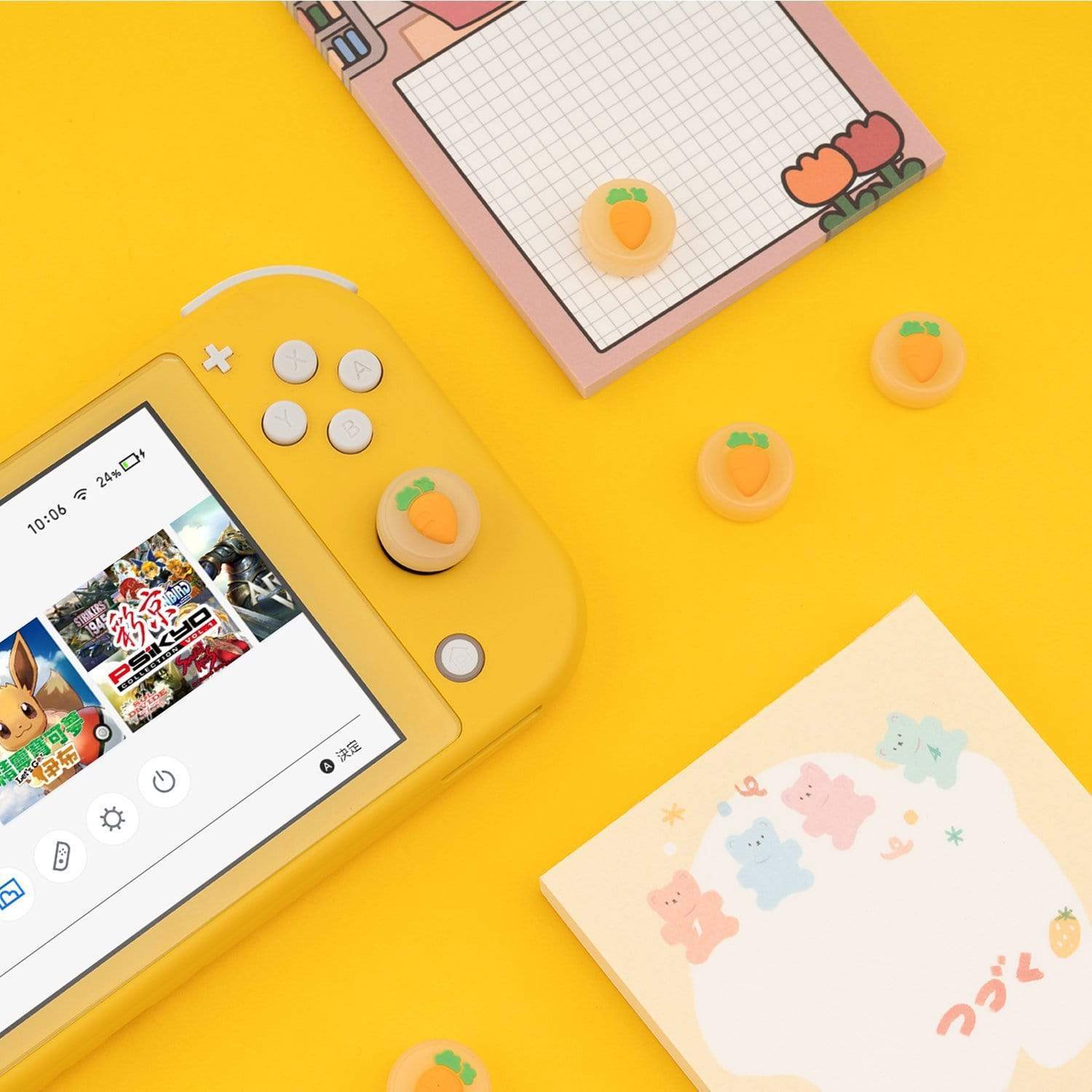 GeekShare Fruit Theme Thumb Grip Caps GeekShare Fruit Theme Thumb Grip Caps for Switch and Switch Lite - 4 PICS, Peach and Apple
