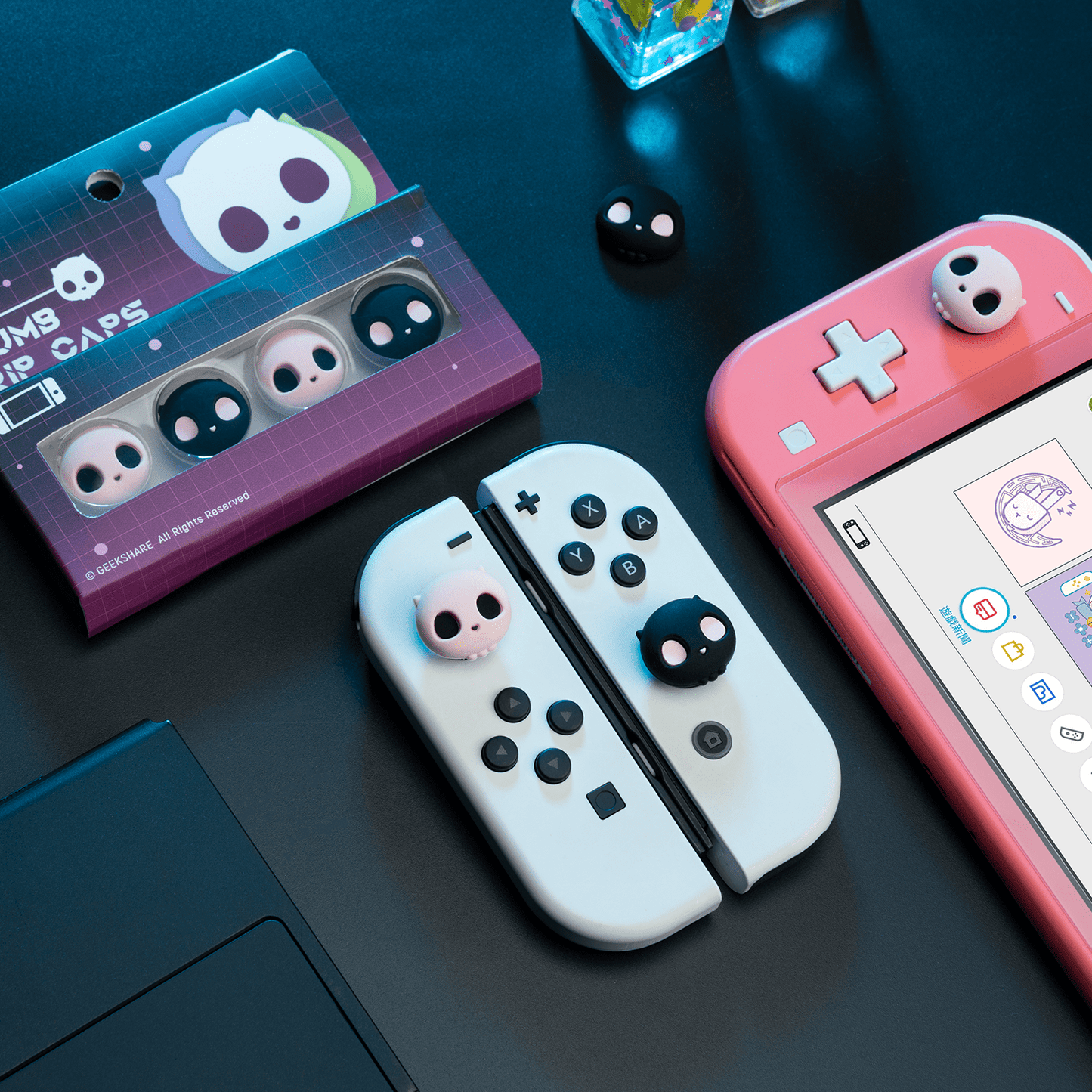 GeekShare Pink Skull Thumb Grips