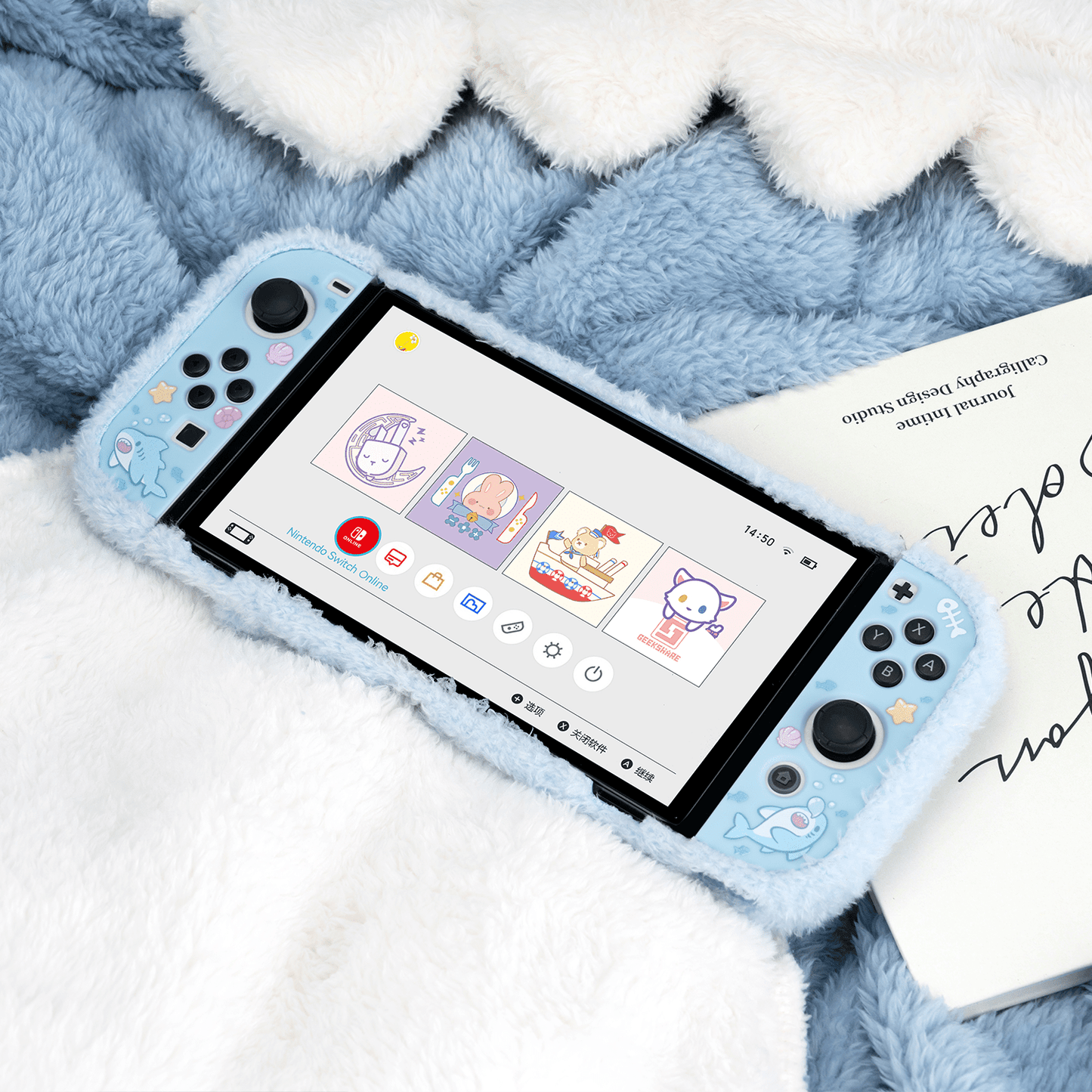 GeekShare Plush Baby Shark Protective Case for Switch OLED