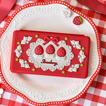 Cream Strawberry Card Case