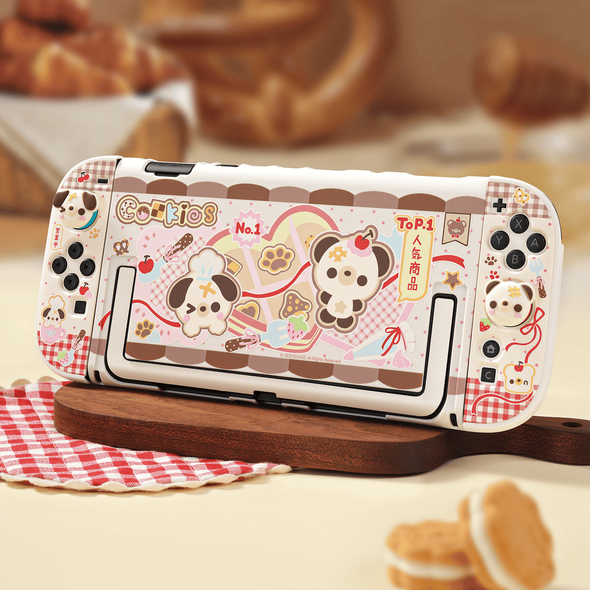 Bear Biscuit Bakery Collection Bear Bakery Protective Case & Thumb Grip Caps Switch 2