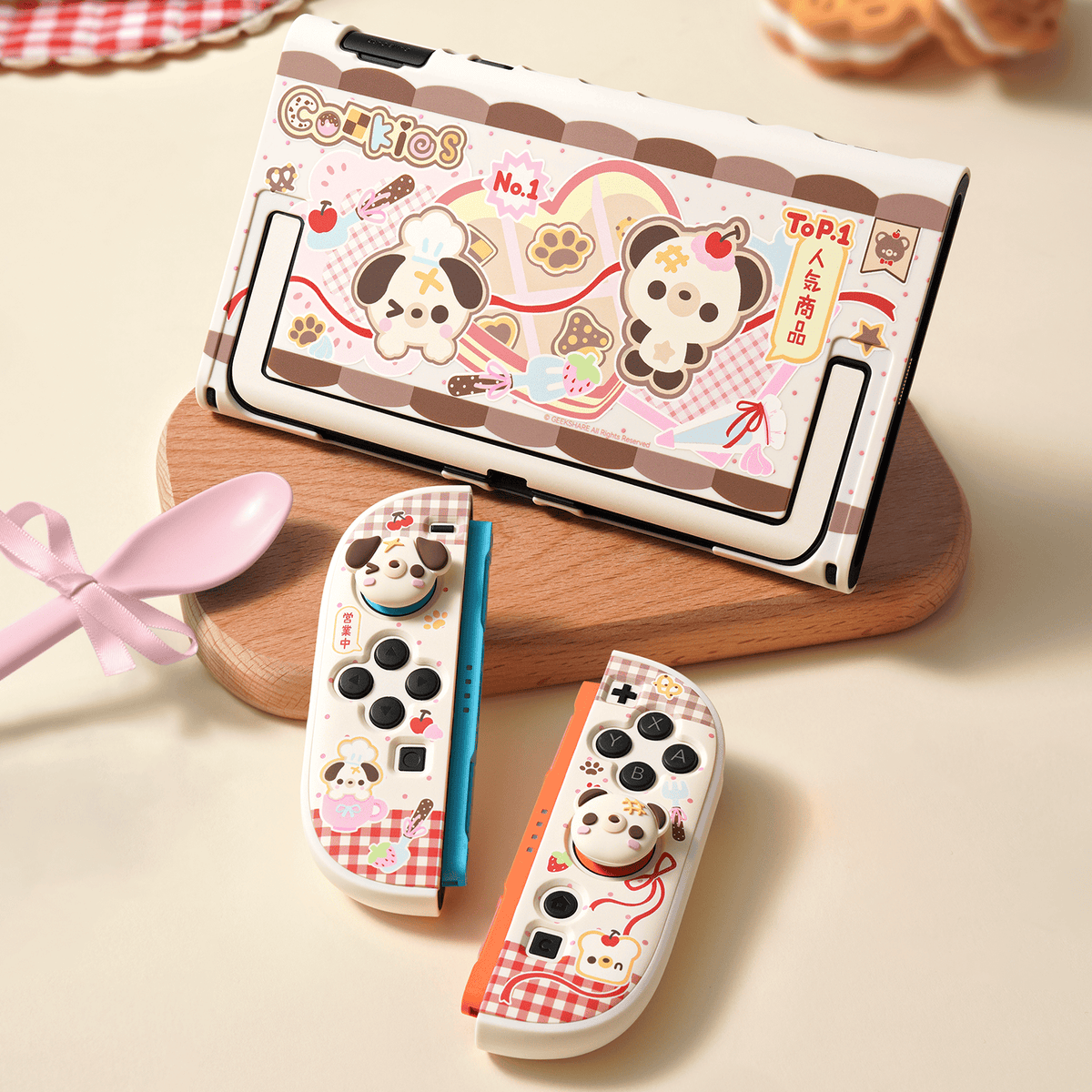 Bear Biscuit Bakery Collection Bear Bakery Protective Case & Thumb Grip Caps Switch 2