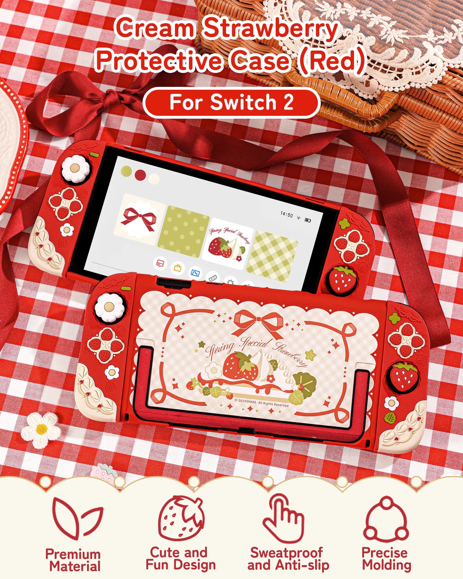 Cream Strawberry Series Protective Case for Switch 2 Cream Strawberry Series Protective Case for Switch 2