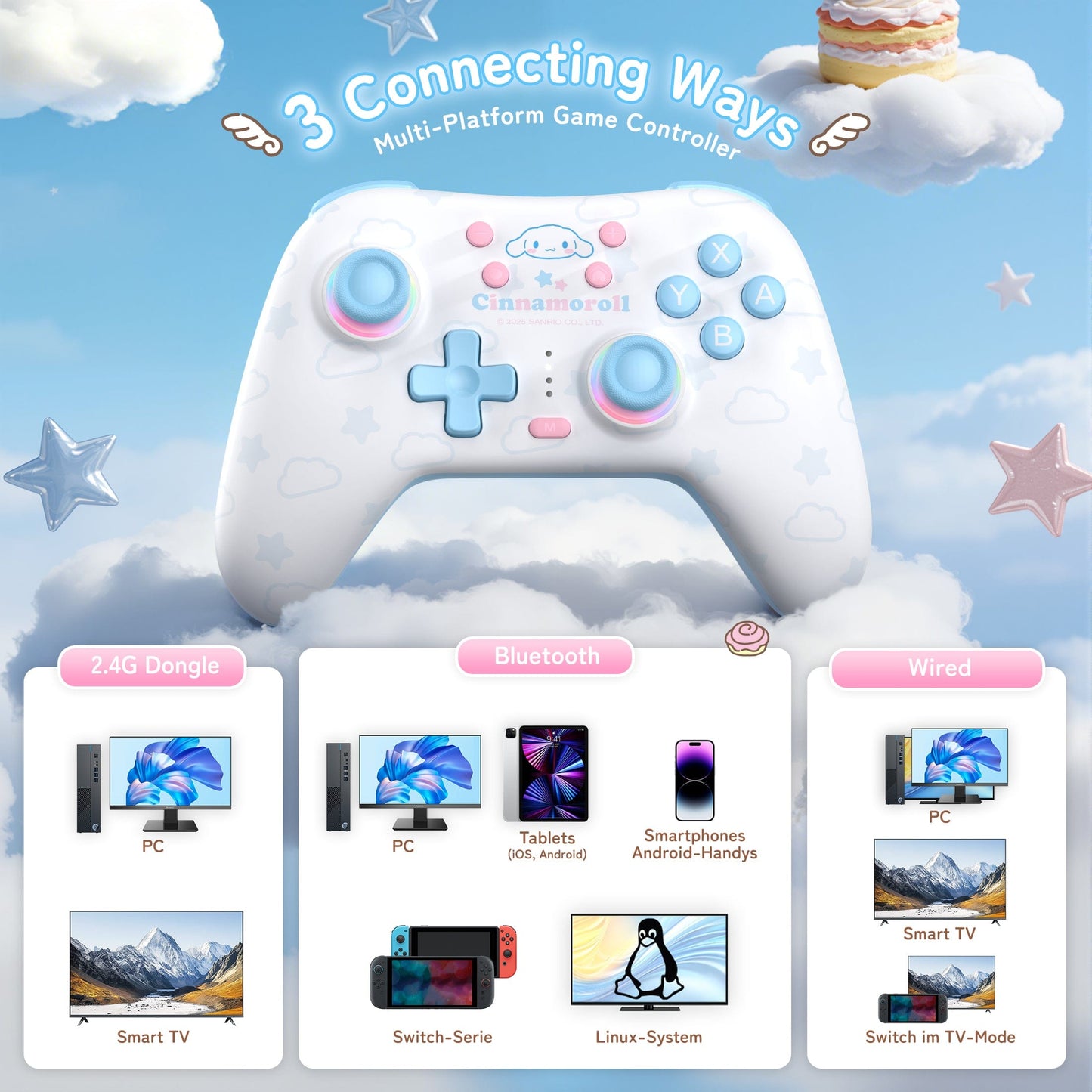 GeekShare Cinnamoroll & Pompompurin Gamepad with Receiver Set For Switch 2/Switch 2017/PC GeekShare Cinnamoroll & Pompompurin Gamepad with Receiver Set For Switch 2/Switch 2017/PC
