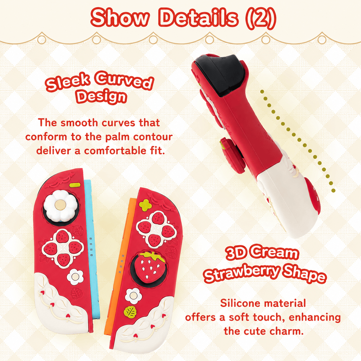 GeekShare Cream Strawberry Protective Case with Stand for Switch 2 GeekShare Cream Strawberry Case with Stand for Switch 2