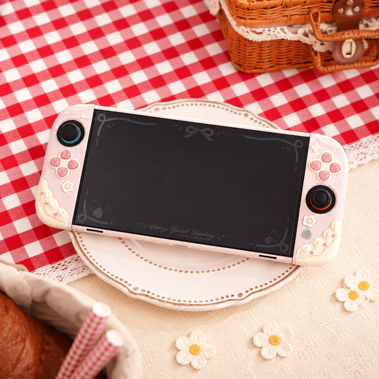GeekShare Cream Strawberry Protective Case with Stand for Switch 2 GeekShare Cream Strawberry Case with Stand for Switch 2