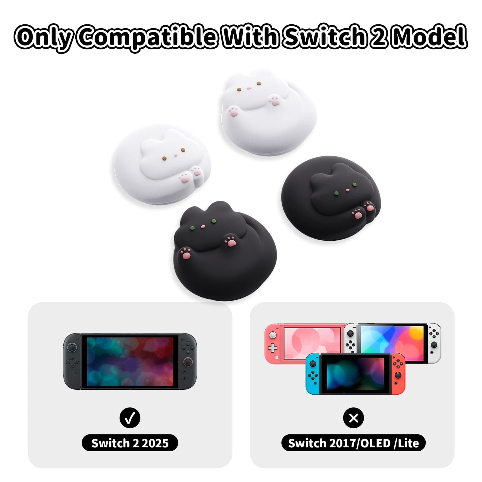 GeekShare Kitty Bun Thumb Grip Caps for Switch 2 GeekShare Kitty Bun Thumb Grip Caps for Switch 2