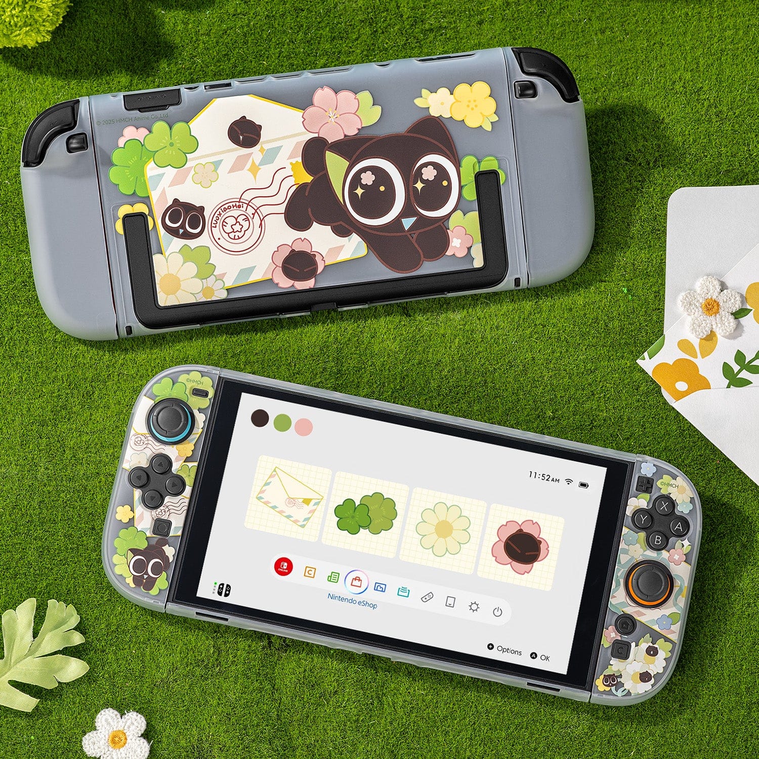 GeekShare  Luo Xiaohei “Spring Letter” Split Hollow Protective Case for Switch 2 GeekShare  Luo Xiaohei “Spring Letter” Split Hollow Protective Case for Switch 2