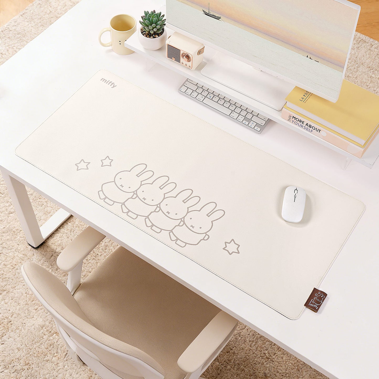 GeekShare Miffy Standing in a Row Leather Desk Mat GeekShare Miffy Standing in a Row Leather Desk Mat