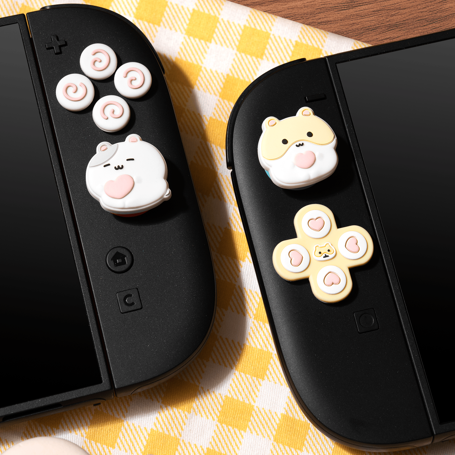 GeekShare Mochi Hamster Sweet Treats Controller Cap Set Mochi Hamster Thumb Grip & Button Cap Set Switch 2