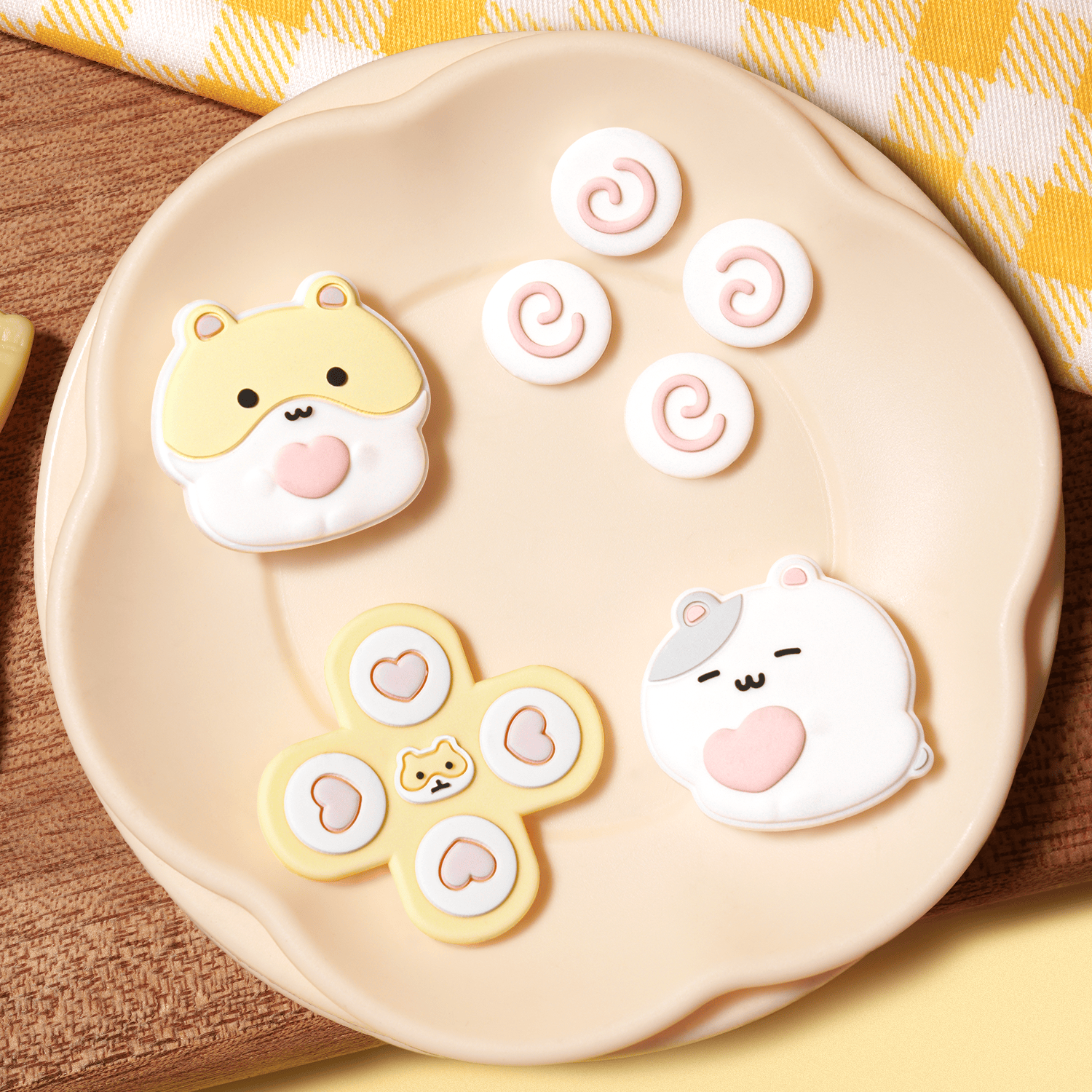 GeekShare Mochi Hamster Sweet Treats Controller Cap Set Mochi Hamster Thumb Grip & Button Cap Set Switch 2