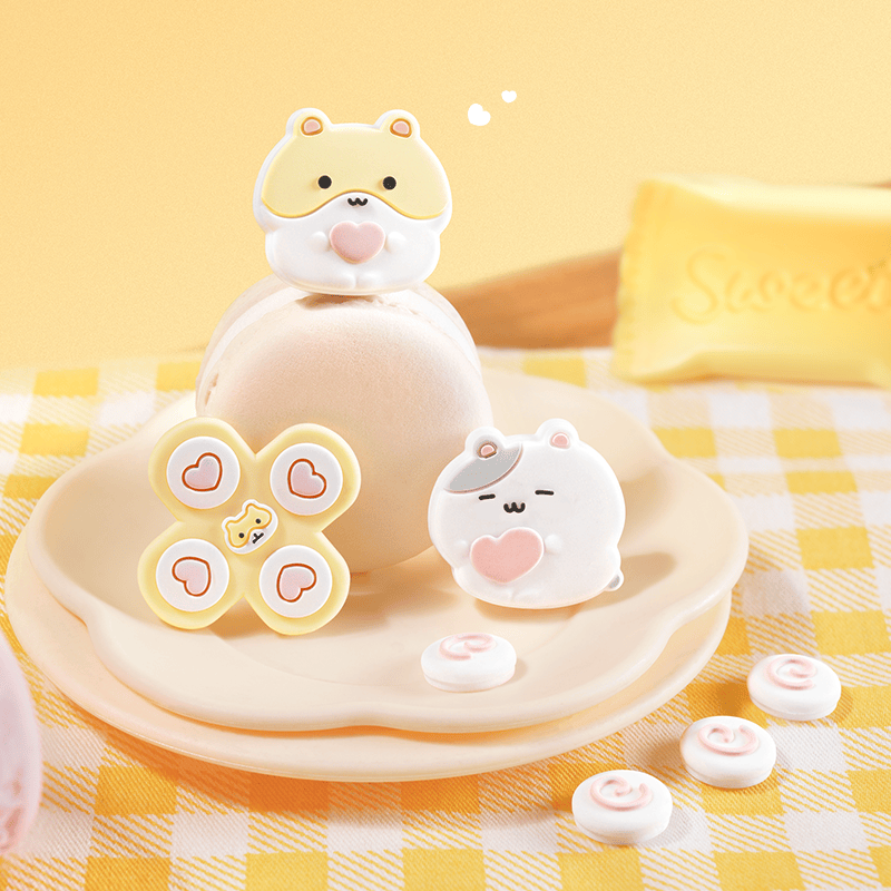GeekShare Mochi Hamster Sweet Treats Controller Cap Set Mochi Hamster Thumb Grip & Button Cap Set Switch 2