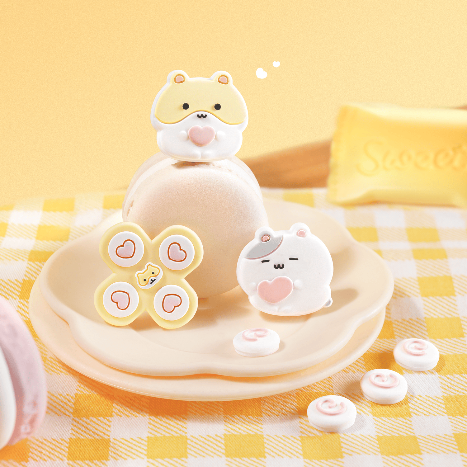 GeekShare Mochi Hamster Sweet Treats Controller Cap Set Mochi Hamster Thumb Grip & Button Cap Set Switch 2