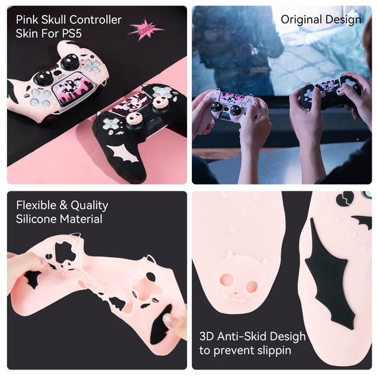 GeekShare Pink Skull PS5 Skin - Stylish & Non-Slip