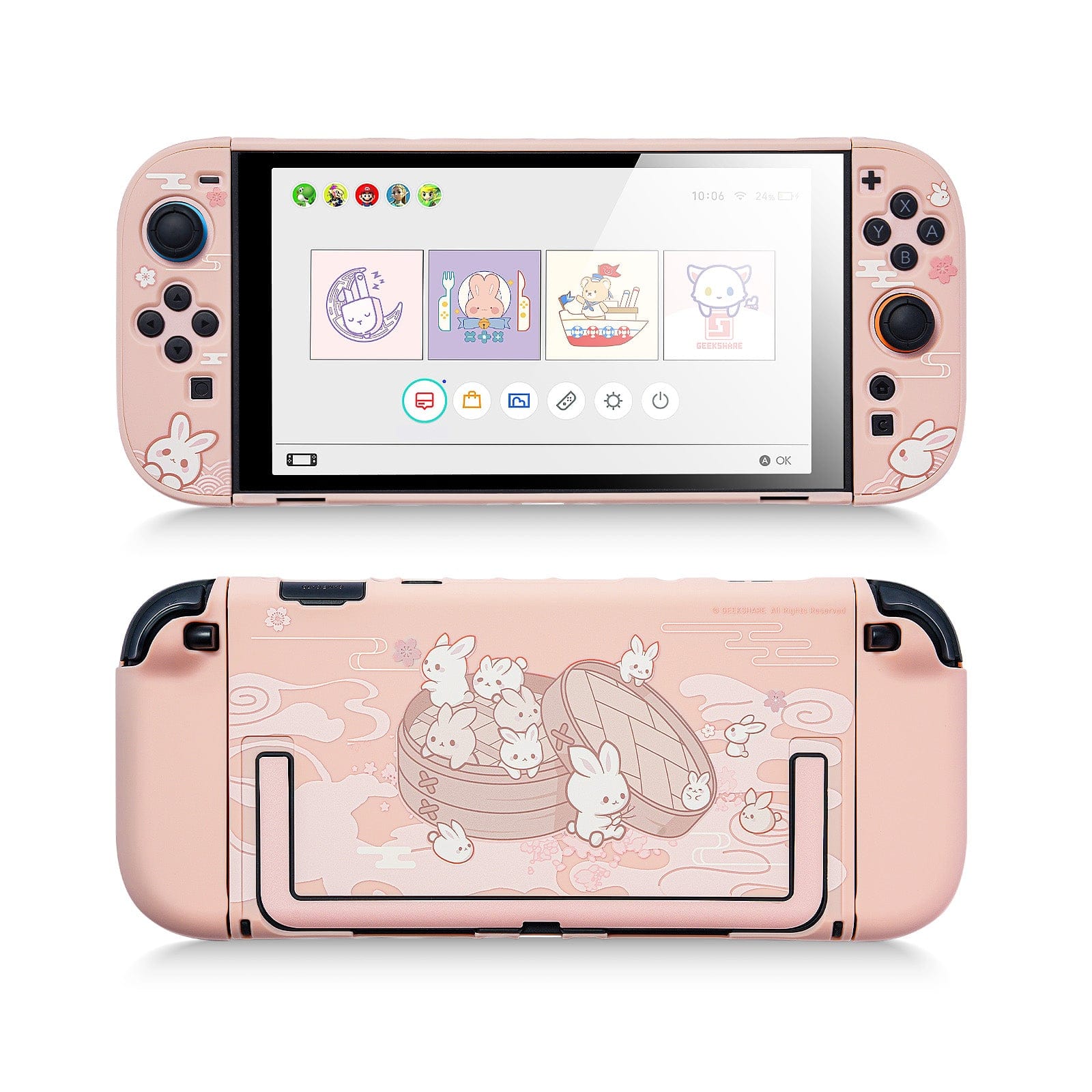 GeekShare Steamed Bun Rabbit  Protective Case for Switch 2 GeekShare Steamed Bun Rabbit  Protective Case for Switch 2