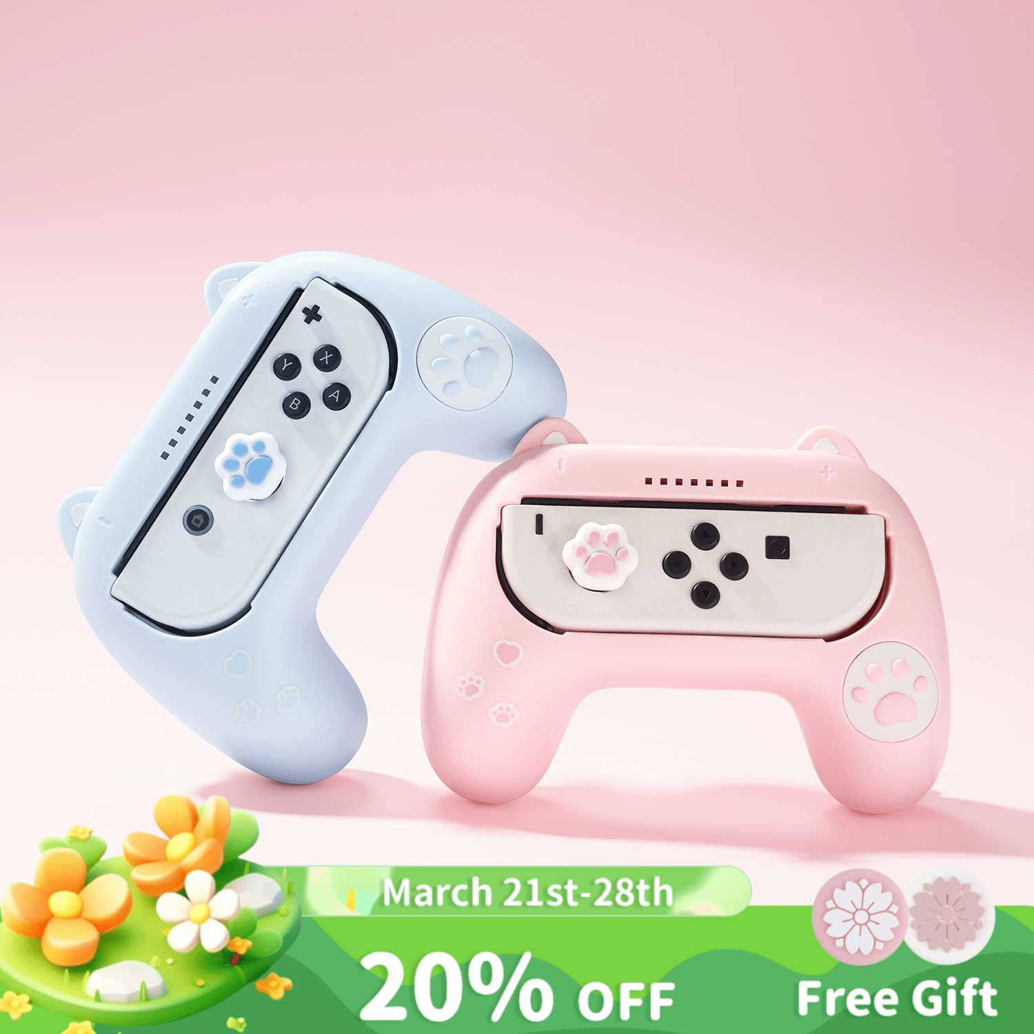 Cat Ear Grips For Nintendo Switch Joy-Con Cat Ear Grips For Nintendo Switch Joy-Con