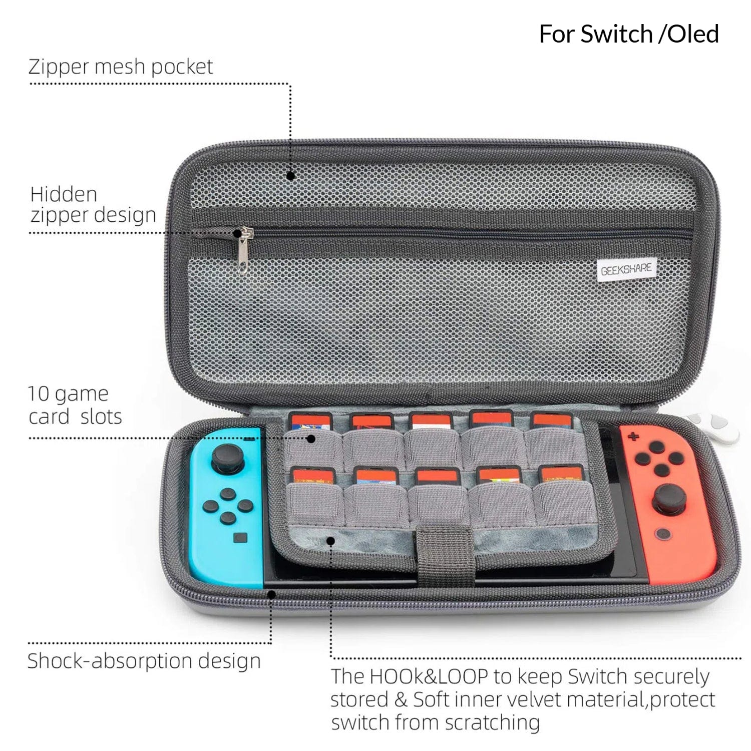 GeekShare Cat Ears Carrying Case for Switch & OLED & Switch 2 GeekShare Cat Ears Carrying Case for Nintendo Switch