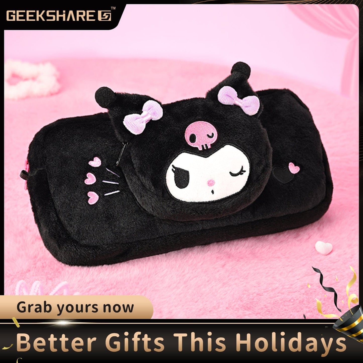 GeekShare  Kuromi Plush Carrying Bag GeekShare  Kuromi Plush Carrying Bag