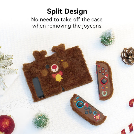 GeekShare Plush Reindeer Protective Case for Regular Switch