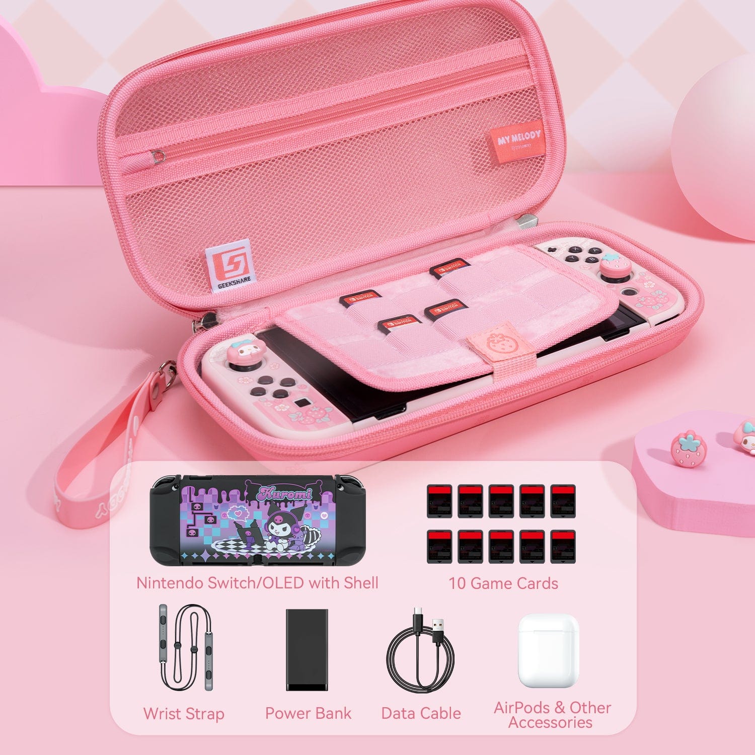 Switch Case Pink Nintendo Switch Accessories Vault Case For