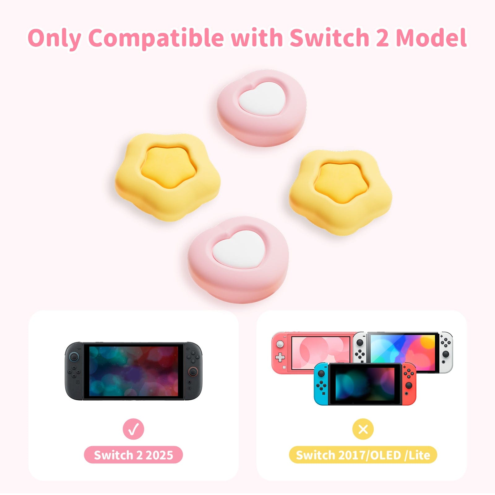 GeekShare Cream Heart Thumb Grips GeekShare Cream Heart Thumb Grips