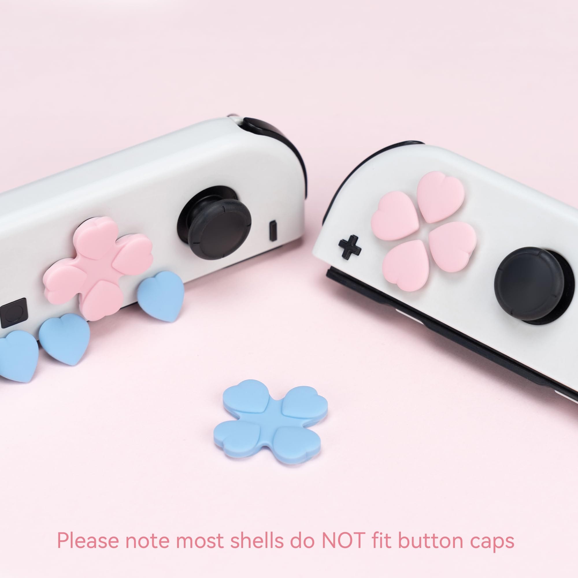 GeekShare Heart Button Caps for Nintendo Switch GeekShare Heart Button Caps Compatible with Nintendo Switch Only,PC Joystick Cover,4PCS - Pink & Blue