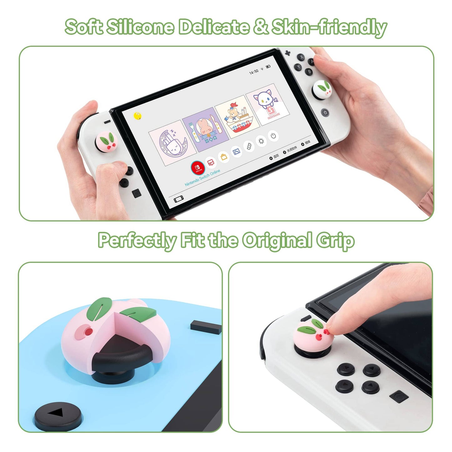 GeekShare Rabbit Daifuku Thumb Grip Caps for switch/oled/lite GeekShare Rabbit Daifuku Thumb Grip Caps for switch/oled/lite