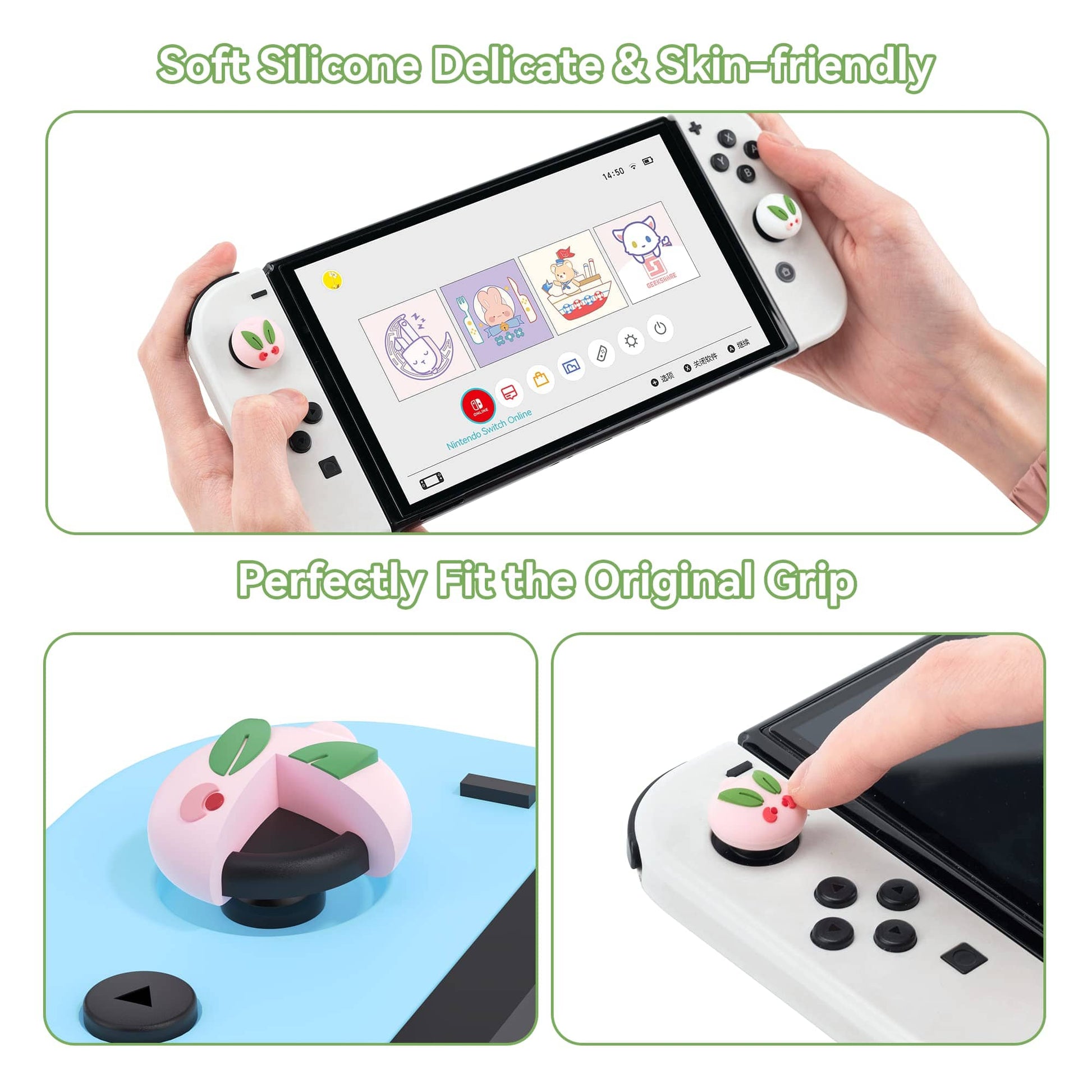 GeekShare Rabbit Daifuku Thumb Grip Caps for switch/oled/lite GeekShare Rabbit Daifuku Thumb Grip Caps for switch/oled/lite