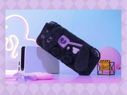 GeekShare Plush Dark Black Bunny Protective Case for Switch OLED