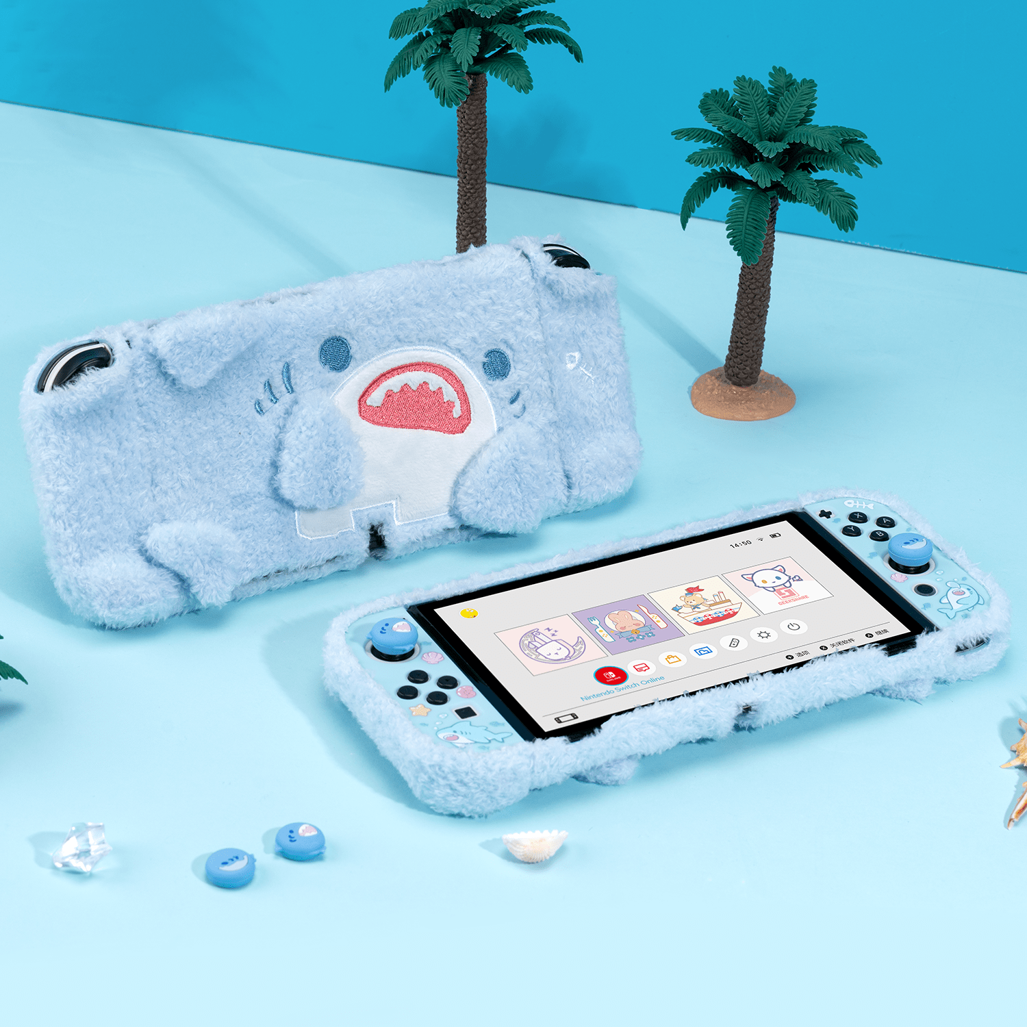 GeekShare Plush Shark Baby Protective Case for Switch OLED