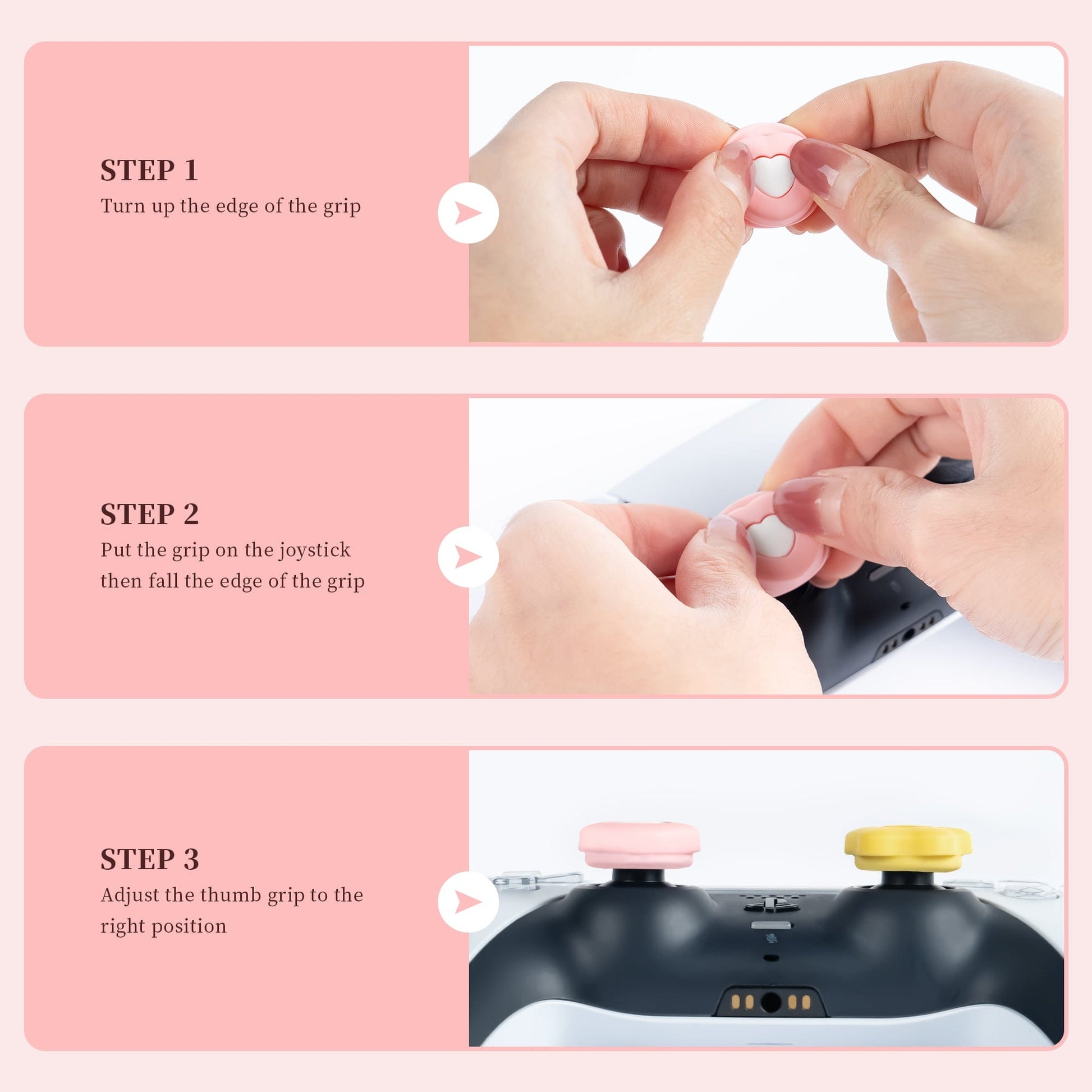GeekShare Cream Heart Thumb Grips for NS Pro & PS5