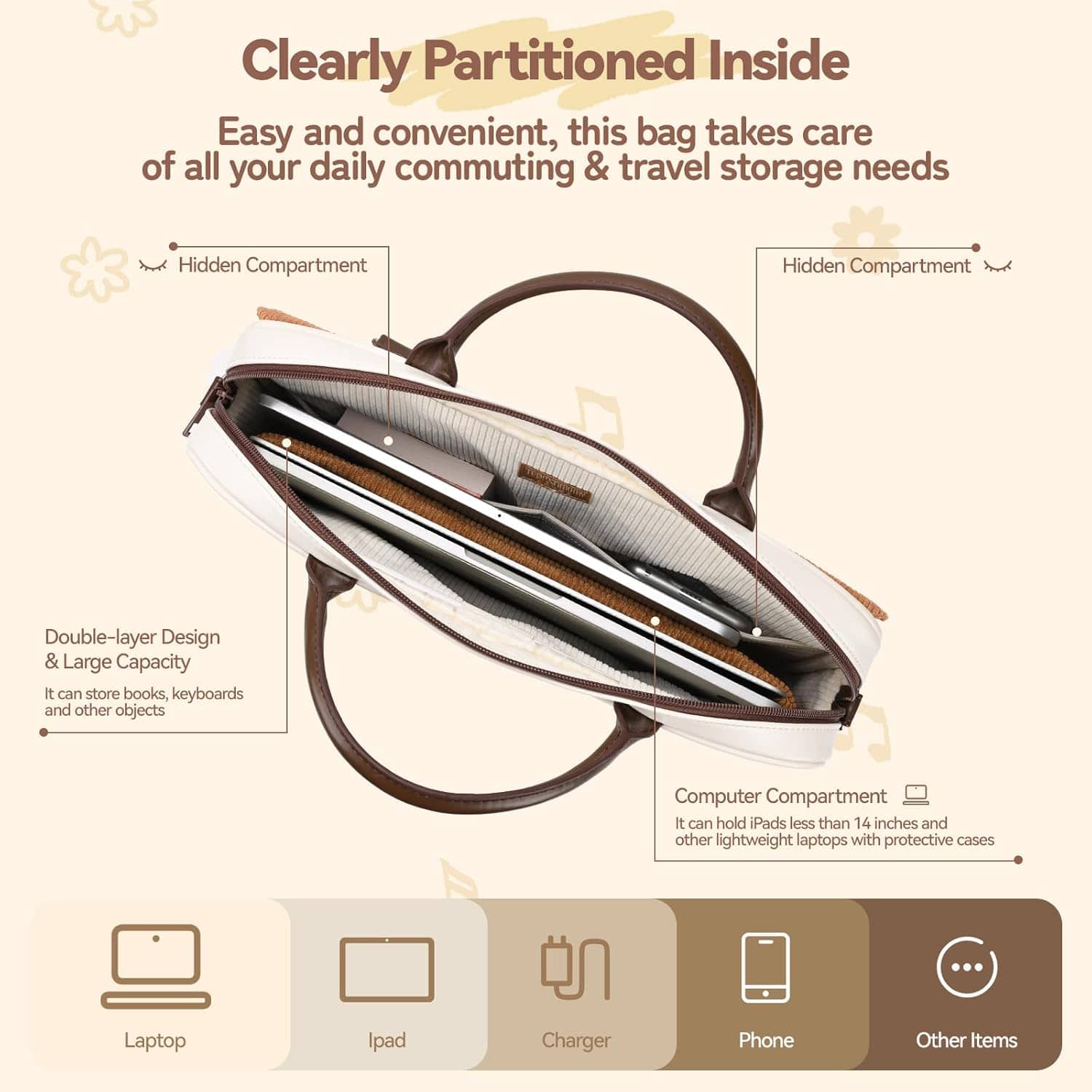 TEAM TIMOTHY Large Capacity 14 Inch Laptop Bag TEAM TIMOTHY Large Capacity 14 Inch Laptop Bag