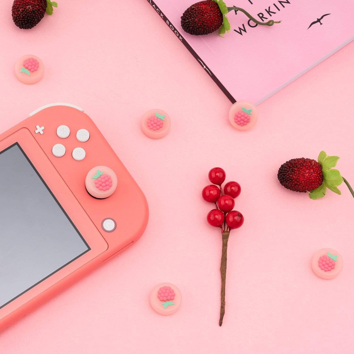 GeekShare Fruit Theme Thumb Grip Caps GeekShare Fruit Theme Thumb Grip Caps for Switch and Switch Lite - 4 PICS, Peach and Apple